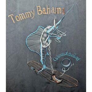 Tommy Bahama Mens L Silk "Chairman of the Board" Short Sleeve Button Up Shirt